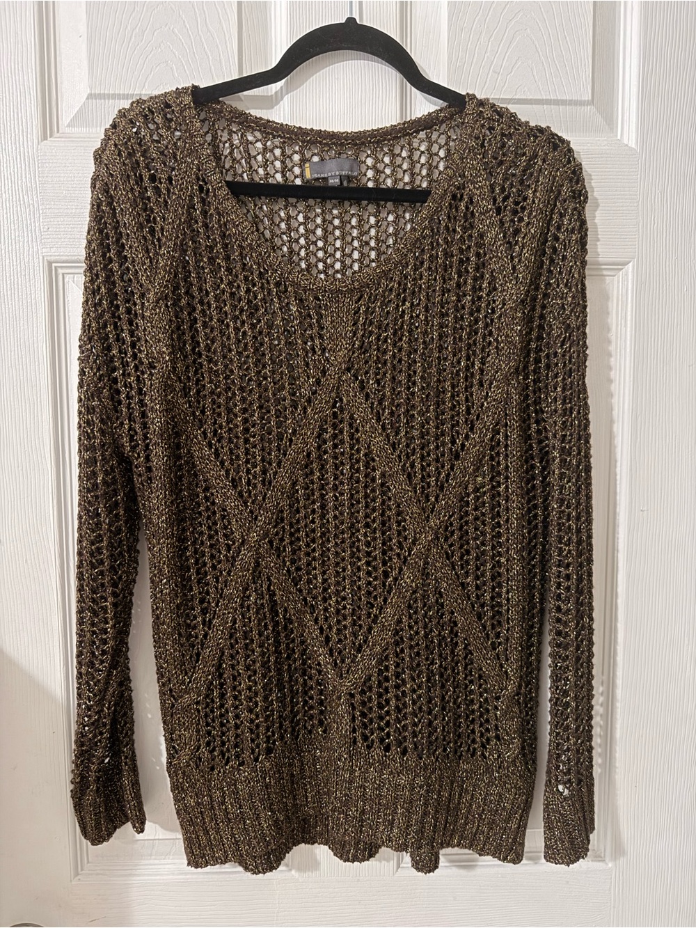 Jeans By Buffalo Alicia Style Brown and Gold Open Knit Sweater Size M